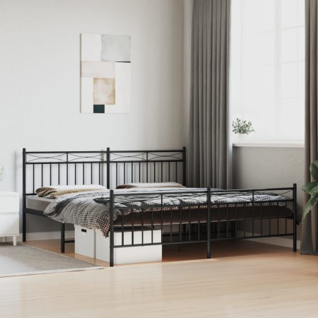 Estructura de cama cabecero y estribo metal negro 183x213 cm de , Camas y somieres - Ref: Foro24-373714, Precio: 119,39 €, De...