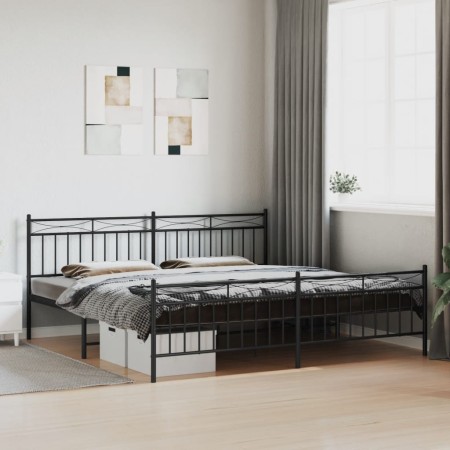 Estructura de cama cabecero y estribo metal negro 200x200 cm de , Camas y somieres - Ref: Foro24-373716, Precio: 128,22 €, De...