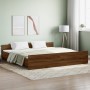 Bed frame with brown oak headboard and footboard 200x200 cm by , Beds and slatted bases - Ref: Foro24-3203739, Price: 174,66 ...