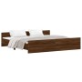 Bed frame with brown oak headboard and footboard 200x200 cm by , Beds and slatted bases - Ref: Foro24-3203739, Price: 176,79 ...