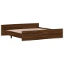 Bed frame with brown oak headboard and footboard 200x200 cm by , Beds and slatted bases - Ref: Foro24-3203739, Price: 176,79 ...