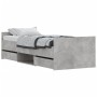 Concrete gray bed frame with headboard and footboard 75x190 cm by , Beds and slatted bases - Ref: Foro24-3203820, Price: 154,...