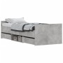 Concrete gray bed frame with headboard and footboard 75x190 cm by , Beds and slatted bases - Ref: Foro24-3203820, Price: 154,...