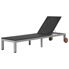 Black synthetic rattan sun lounger with wheels by vidaXL, Loungers - Ref: Foro24-43975, Price: 133,99 €, Discount: %