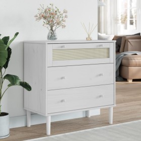 SENJA chest of drawers rattan look solid white pine wood 80x40x80cm by , Drawers - Ref: Foro24-358023, Price: 96,74 €, Discou...