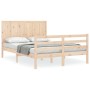 Bed frame with solid wood headboard 140x190 cm by , Beds and slatted bases - Ref: Foro24-3194486, Price: 147,99 €, Discount: %