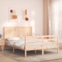 Bed frame with solid wood headboard 140x190 cm by , Beds and slatted bases - Ref: Foro24-3194486, Price: 147,99 €, Discount: %