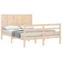 Bed frame with solid wood headboard 140x190 cm by , Beds and slatted bases - Ref: Foro24-3194486, Price: 147,99 €, Discount: %