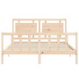 Bed frame with solid wood headboard 160x200 cm by , Beds and slatted bases - Ref: Foro24-3192176, Price: 155,06 €, Discount: %