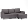 Sofá de 3 plazas con taburete cuero sintético gris 180 cm de , Sofás - Ref: Foro24-3201124, Precio: 385,12 €, Descuento: %