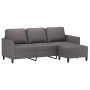 3-seater sofa with stool gray synthetic leather 180 cm by , Sofas - Ref: Foro24-3201124, Price: 385,12 €, Discount: %