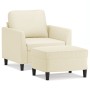 Sillón con taburete cuero sintético color crema 60 cm de , Sofás - Ref: Foro24-3201118, Precio: 218,33 €, Descuento: %