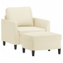 Sillón con taburete cuero sintético color crema 60 cm de , Sofás - Ref: Foro24-3201118, Precio: 218,33 €, Descuento: %