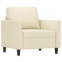 Sillón con taburete cuero sintético color crema 60 cm de , Sofás - Ref: Foro24-3201118, Precio: 218,33 €, Descuento: %