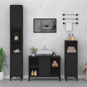 Black plywood 3-piece bathroom furniture set by , Bathroom furniture - Ref: Foro24-3185622, Price: 222,11 €, Discount: %