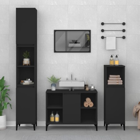 Black plywood 3-piece bathroom furniture set by , Bathroom furniture - Ref: Foro24-3185622, Price: 221,99 €, Discount: %