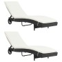 Sun loungers with wheels and cushions 2 units black synthetic rattan by , Loungers - Ref: Foro24-3078465, Price: 399,25 €, Di...