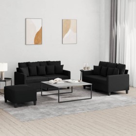 Sofa set with cushions 3 pieces black fabric by , Sofas - Ref: Foro24-3201660, Price: 524,58 €, Discount: %