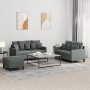 Sofa set with cushions 3 pieces dark gray fabric by , Sofas - Ref: Foro24-3201657, Price: 526,60 €, Discount: %