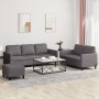 3-teilige Sofagarnitur aus grauem Kunstleder mit Kissen von , Sofas - Ref: Foro24-3201767, Preis: 598,26 €, Rabatt: %