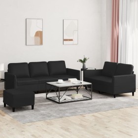 3-teilige Sofagarnitur aus schwarzem Kunstleder mit Kissen von , Sofas - Ref: Foro24-3201765, Preis: 553,99 €, Rabatt: %