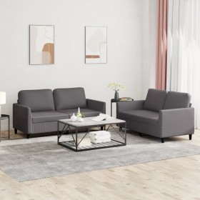 Gray synthetic leather 2-piece sofa set with cushions by , Sofas - Ref: Foro24-3201752, Price: 484,23 €, Discount: %