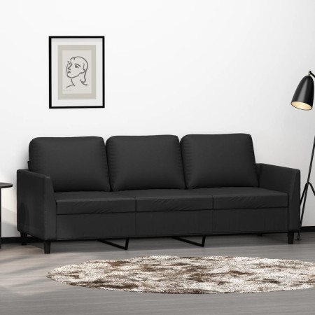 3-seater sofa in black synthetic leather 180 cm by , Sofas - Ref: Foro24-359338, Price: 323,40 €, Discount: %