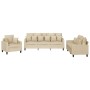 Sofa set with cushions 3 pieces cream fabric by , Sofas - Ref: Foro24-3201634, Price: 665,99 €, Discount: %