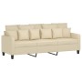 Sofa set with cushions 3 pieces cream fabric by , Sofas - Ref: Foro24-3201634, Price: 665,99 €, Discount: %