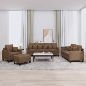 Sofa set with cushions 4 pieces brown fabric by , Sofas - Ref: Foro24-3201643, Price: 739,99 €, Discount: %