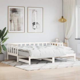 Trundle sofa bed solid white pine wood 80x200 cm by , Beds and slatted bases - Ref: Foro24-836160, Price: 179,72 €, Discount: %