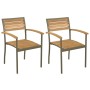 Stackable garden chairs 2 pcs solid acacia wood and steel by vidaXL, Garden chairs - Ref: Foro24-44236, Price: 174,85 €, Disc...