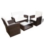 Set muebles de jardín 4 piezas y cojines ratán sintético marrón de vidaXL, Conjuntos de jardín - Ref: Foro24-42641, Precio: 3...