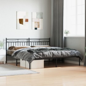 Estructura de cama con cabecero metal negro 180x200 cm de , Camas y somieres - Ref: Foro24-373695, Precio: 103,99 €, Descuent...