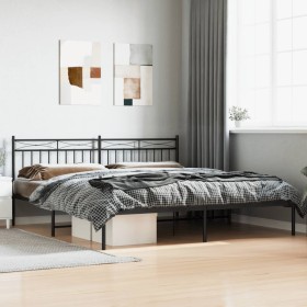 Bed frame with black metal headboard 193x203 cm by , Beds and slatted bases - Ref: Foro24-373697, Price: 107,99 €, Discount: %