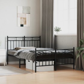 Estructura de cama con cabecero y pie metal negro 120x190 cm de , Camas y somieres - Ref: Foro24-373706, Precio: 99,99 €, Des...