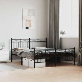 Black metal headboard and footboard bed frame 160x200 cm by , Beds and slatted bases - Ref: Foro24-373712, Price: 125,99 €, D...