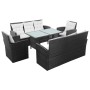 5-teiliges Gartensofa-Set und schwarze synthetische Rattankissen von vidaXL, Gartensets - Ref: Foro24-43972, Preis: 748,88 €,...