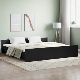 Bed frame with black headboard and footboard 200x200cm by , Beds and slatted bases - Ref: Foro24-3203734, Price: 143,99 €, Di...