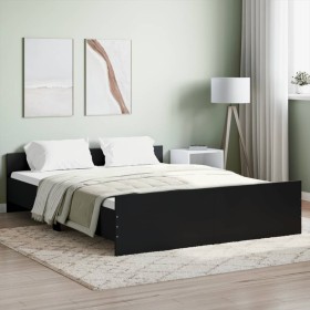 Estructura de cama con cabecero piecero negro 150x200 cm de , Camas y somieres - Ref: Foro24-3203755, Precio: 142,99 €, Descu...