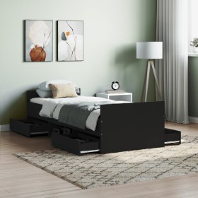 Estructura de cama con cabecero piecero negro 75x190 cm de , Camas y somieres - Ref: Foro24-3203818, Precio: 161,99 €, Descue...