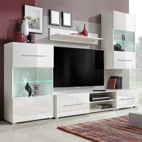 Juego de muebles de salón 5 piezas con iluminación LED blanco de vidaXL, Muebles TV - Ref: Foro24-243863, Precio: 436,29 €, D...