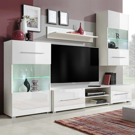 Juego de muebles de salón 5 piezas con iluminación LED blanco de vidaXL, Muebles TV - Ref: Foro24-243863, Precio: 421,23 €, D...