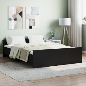 Estructura de cama con cabecero y piecero negro 140x190 cm de , Camas y somieres - Ref: Foro24-3203783, Precio: 122,61 €, Des...