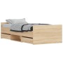 Bed frame with Sonoma oak headboard and footboard 90x200 cm by , Beds and slatted bases - Ref: Foro24-3203805, Price: 197,63 ...