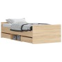 Bed frame with Sonoma oak headboard and footboard 90x200 cm by , Beds and slatted bases - Ref: Foro24-3203805, Price: 197,63 ...