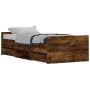 Bed frame with smoked oak headboard and footboard 90x200cm by , Beds and slatted bases - Ref: Foro24-3203807, Price: 208,79 €...