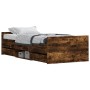 Bed frame with smoked oak headboard and footboard 90x200cm by , Beds and slatted bases - Ref: Foro24-3203807, Price: 208,79 €...