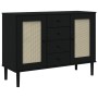 SENJA sideboard rattan look black pine wood 112x40x80 cm by , Sideboards - Ref: Foro24-358027, Price: 148,81 €, Discount: %