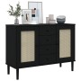 Aparador SENJA aspecto de ratán madera pino negro 112x40x80 cm de , Aparadores - Ref: Foro24-358027, Precio: 139,36 €, Descue...